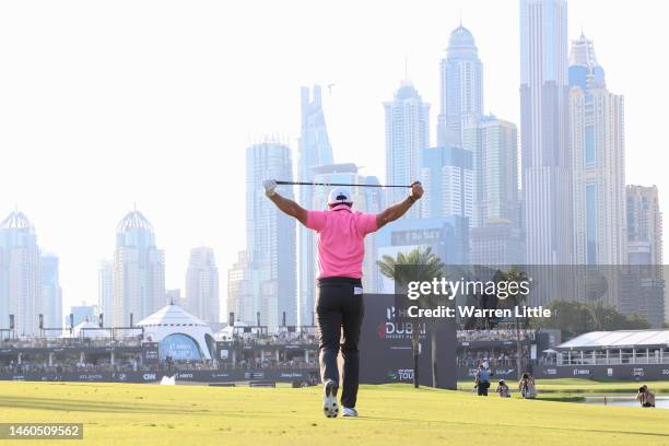 Rory McIlroy of Northern Ireland reacts after hitting their ball into water in their second shot on the 18th hole during the Third Round on Day Four...