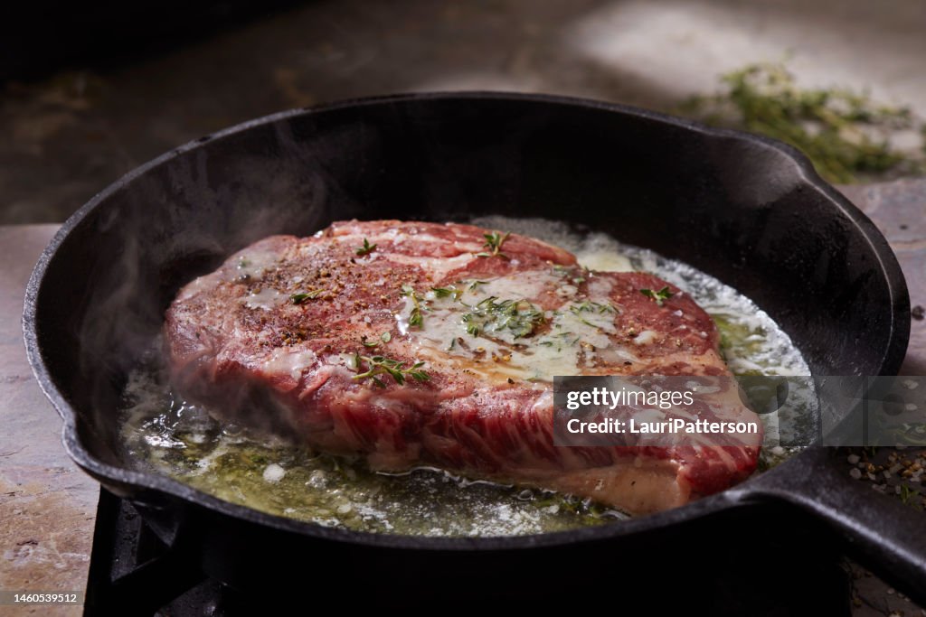 Pan Searing Beef Eye Rib Steak