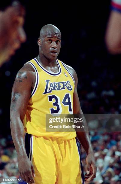 Lakers Shaquille O'Neal during Game 2 action during the NBA Playoff game of Los Angeles Lakers against Portland Trailblazers, April 26, 1998 in...