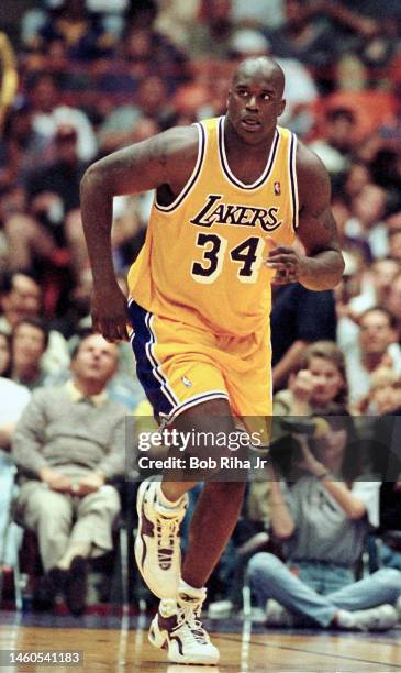 Lakers Shaquille O'Neal during Game 2 action during the NBA Playoff game of Los Angeles Lakers against Portland Trailblazers, April 26, 1998 in...