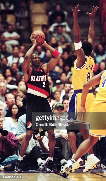 Lakers Kobe Bryant during Game 2 action during the NBA Playoff game of Los Angeles Lakers against Portland Trailblazers, April 26, 1998 in Inglewood,...