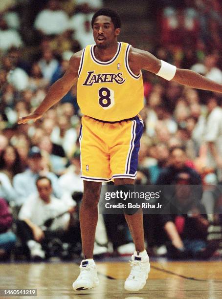 Lakers Kobe Bryant during Game 2 action during the NBA Playoff game of Los Angeles Lakers against Portland Trailblazers, April 26, 1998 in Inglewood,...