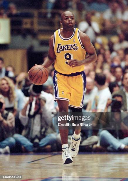 Lakers Nick Van Exel during Game 2 action during the NBA Playoff game of Los Angeles Lakers against Portland Trailblazers, April 26, 1998 in...