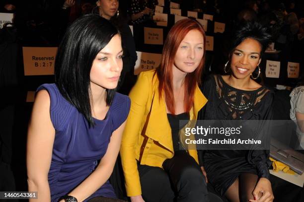 Leigh Lezark, model Maggie Rizer and singer Michelle Williams attend BCBG MaxAzria's fall 2010 runway show at Bryant Park's Tent.