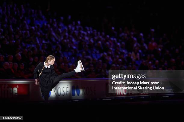 Kimmy Repond of Switzerland performs in the Gala Exhibition during the ISU European Figure Skating Championships at Espoo Metro Areena on January 29,...