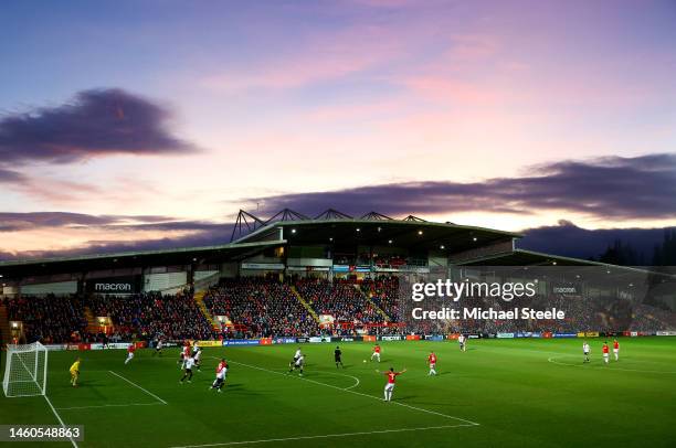 General view inside the stadium during the Emirates FA Cup Fourth Round match between Wrexham and Sheffield United at Racecourse Ground on January...