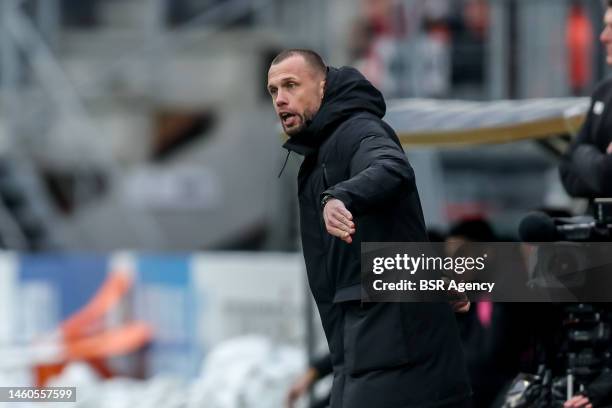 Head-coach John Heitinga of Ajax coaches his players during the Dutch Eredivisie match between Excelsior Rotterdam and Ajax at Van Donge & De Roo...