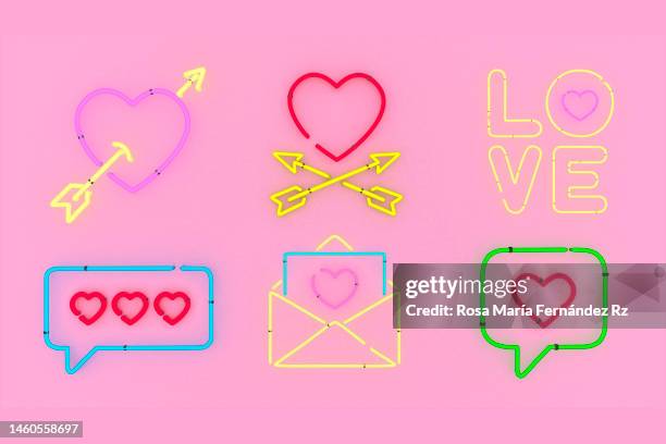 valentine's  day neon  sign - valentines imagens e fotografias de stock