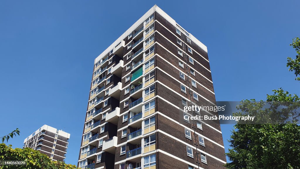 Council housing tower block in Hackney, London