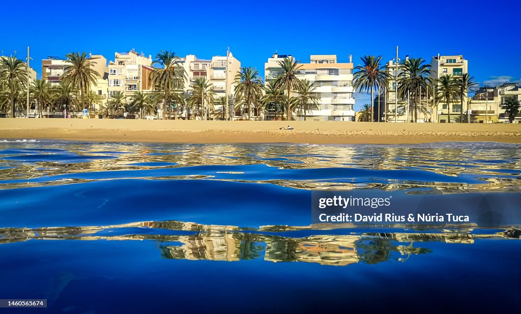 Skyline of a Mediterranean city from the sea