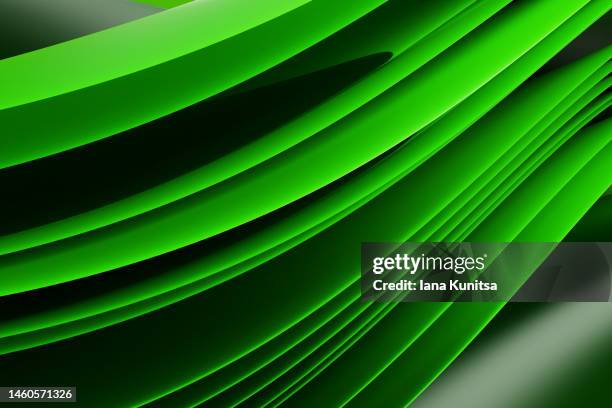 abstract layered green background. beauty 3d pattern. - twisted stock pictures, royalty-free photos & images