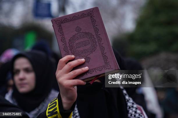 Protest against the burning of the Quran in Sweden and Denmark on January 29, 2023 in Istanbul, Turkey. The group consisting of NGO members met at...