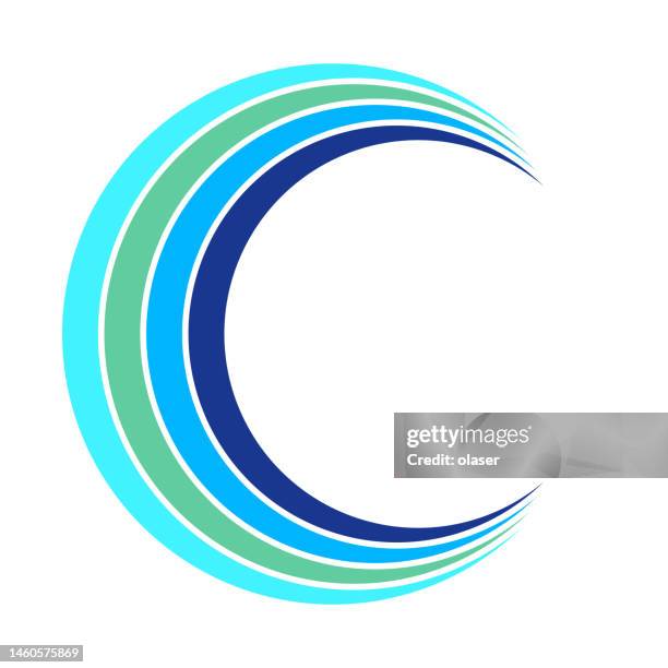 illustrations, cliparts, dessins animés et icônes de bleu vert quadruple forme de ruban de lune - trois objets