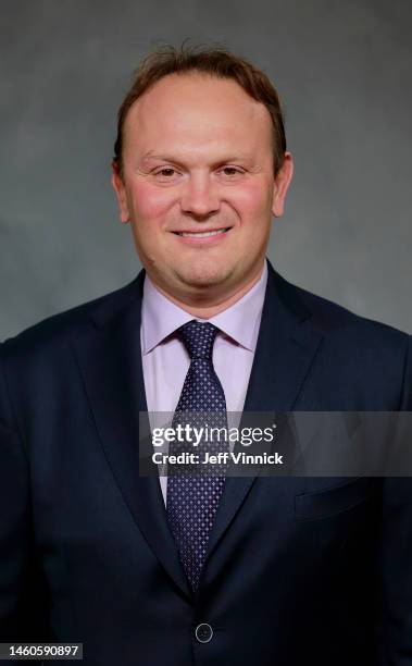 Vancouver Canucks defensive development coach Sergei Gonchar poses for his official headshot for the 2022-2023 season on January 24, 2023 at Rogers...