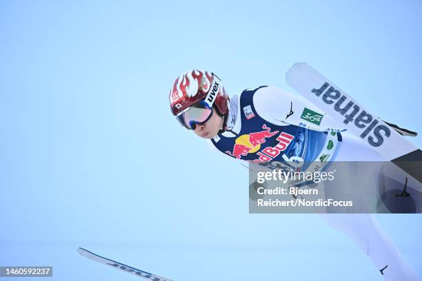 Bad Mitterndorf, AUSTRIA Keiichi Sato of Japan competes during the Individual HS235 at the FIS World Cup Ski Jumping Men Kulm on January 29, 2023 in...