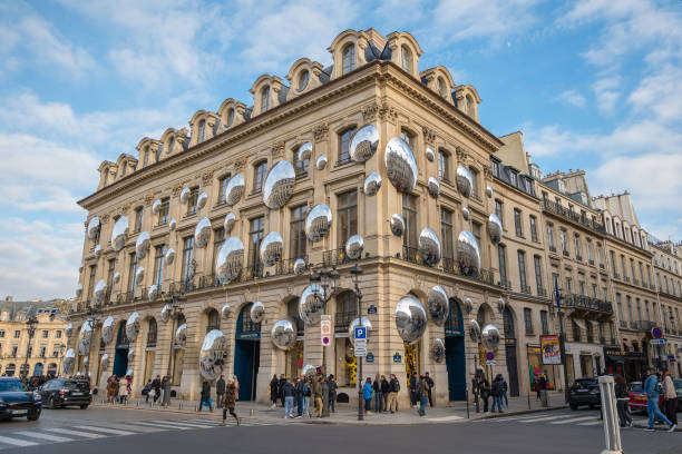 FRA: The Facade Of The Louis Vuitton Store Displays A Yayoi Kusama Robot And Mirrors At Place Vendome