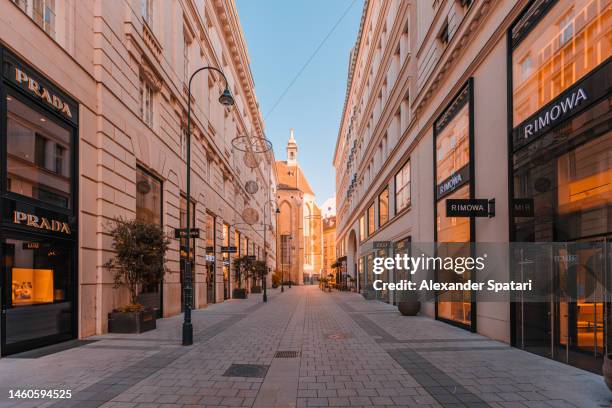 luxury shops on vienna old town shopping street, austria - ヨーロッパ　町並み ストックフォトと画像