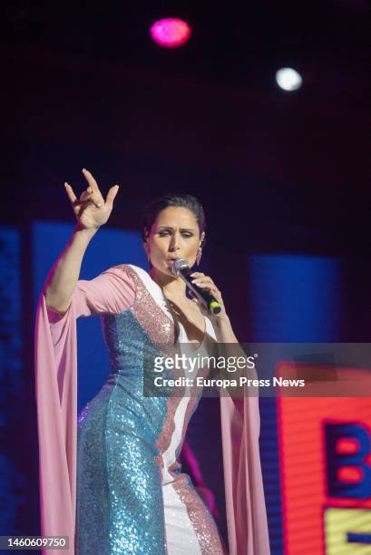 Singer Rosa Lopez performs at the opening concert of the Benidorm Fest, on 29 January, 2023 in Benidorm, Alicante, Community of Valencia, Spain....