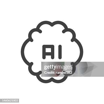 Human Brain, Artificial Intelligence Line Vector Icon on White Background. Editable Stroke. Pixel Perfect. For Mobile and Web. Outline Vector Graphics. Human Brain, Artificial Intelligence Line Vector Icon on White Background. Editable Stroke. Pixel Perfect. For Mobile and Web. Outline Vector Graphics.