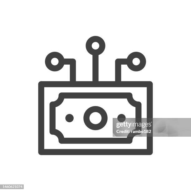 digital money line vector icon on white background. editable stroke. pixel perfect. for mobile and web. outline vector graphics. - digital currency stock illustrations