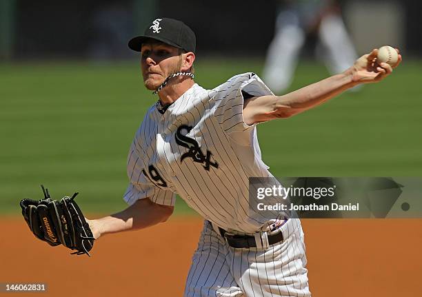 Starting pitcher Chris Sale of the Chicago White Sox delivers the ball against the Houston Astros at U.S. Cellular Field on June 9, 2012 in Chicago,...