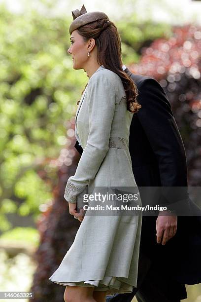 Catherine, Duchess of Cambridge attends the wedding of Emily McCorquodale and James Hutt at The Church of St Andrew and St Mary, Stoke Rochford on...