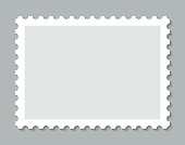 Post stamps. Empty rectangular mail sticker. Vector illustration.