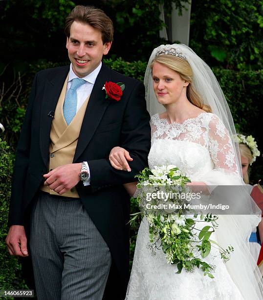 James Hutt and Emily McCorquodale leave The Church of St Andrew and St Mary, Stoke Rochford after their wedding on June 9, 2012 in Grantham, England.