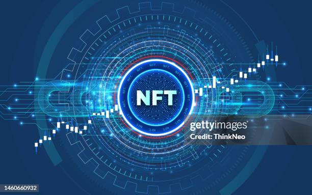 nft non fungible token. non-fungible tokens icon covering concept - bitcoin-logo stock illustrations