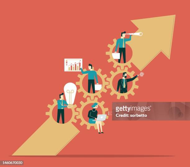 teamwork - society economic growth development stock illustrations