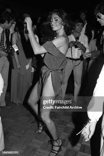 The scene during Halston's 1,000 guest 1 a.m. Breakfast-disco party following friend Liza Minnelli's premiere for her new movie 'New York, New York'...