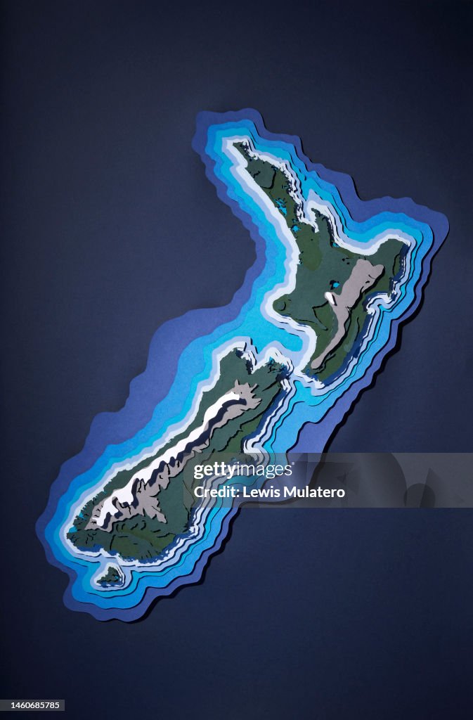 Topographic Papercut Map Of New Zealand High-Res Stock Photo - Getty Images
