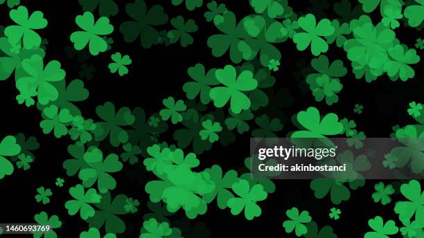 four leaf clover background st. patrick's day - st patricks day background black stock illustrations