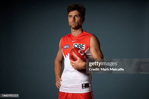 Dane Ralfe Dane Rampe poses during the Sydney Swans 2023 AFL team photo day at ...