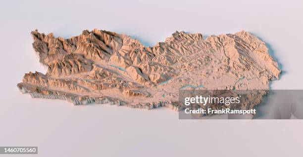 austria carinthia topographic map 3d view neutral isolated - kärnten am wörthersee stock pictures, royalty-free photos & images