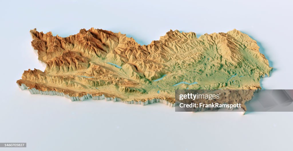 Austria Carinthia Topographic Map 3D View Color Isolated