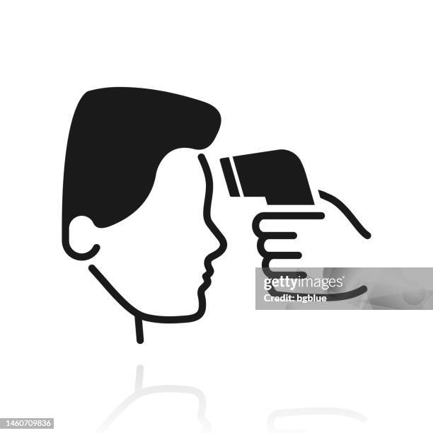 body temperature check. icon with reflection on white background - temperature scan stock illustrations