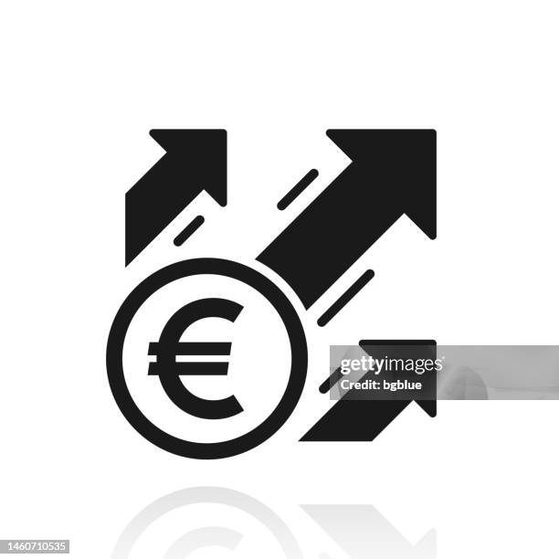 euro increase. icon with reflection on white background - money floor stock illustrations