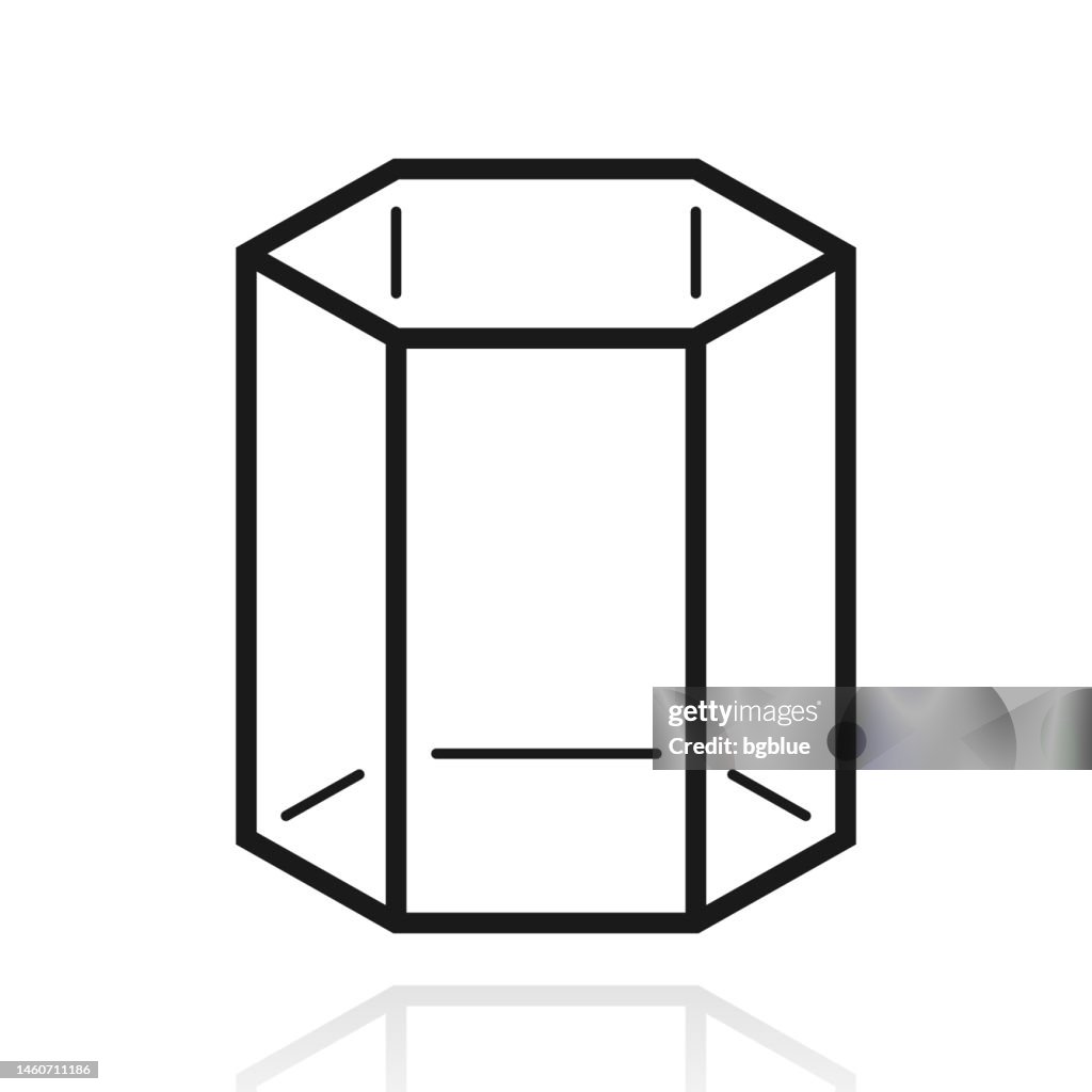 3D Polygon. Icon with reflection on white background