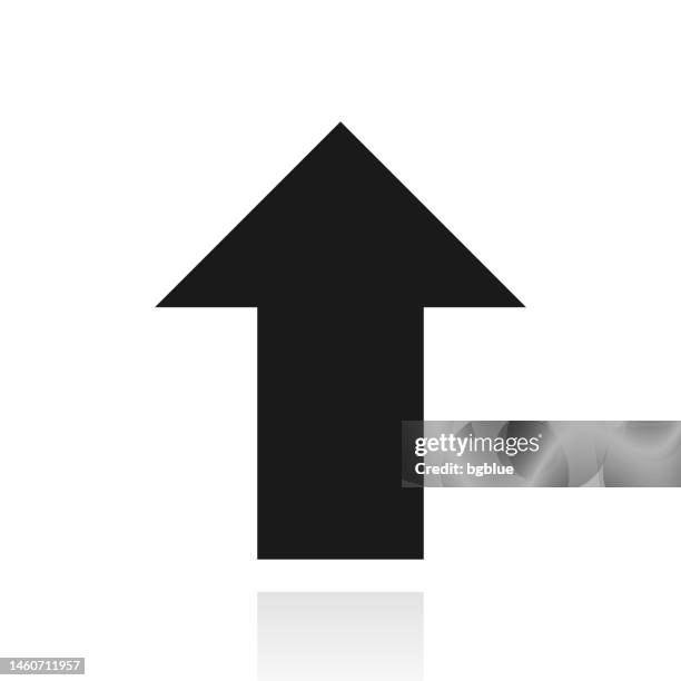 up arrow. icon with reflection on white background - waist up stock illustrations