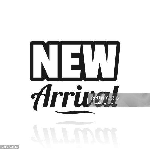 new arrival. icon with reflection on white background - arrival icon stock illustrations