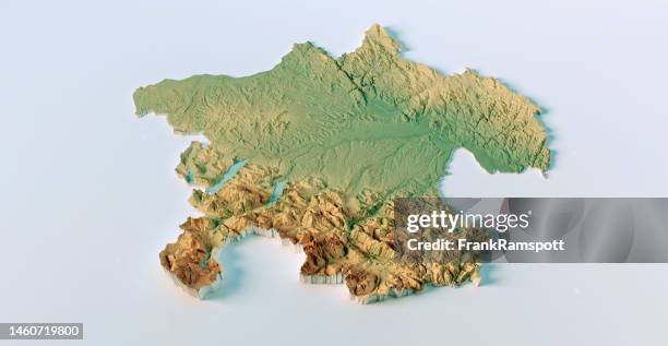austria upper austria topographic map 3d view color isolated - austria map stock pictures, royalty-free photos & images