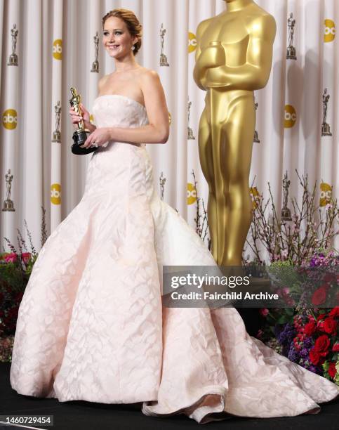 Best Actress in a Leading Role Jennifer Lawrence winner in the press room at the 85th annual Academy Awards at the Loews Hollywood Hotel.