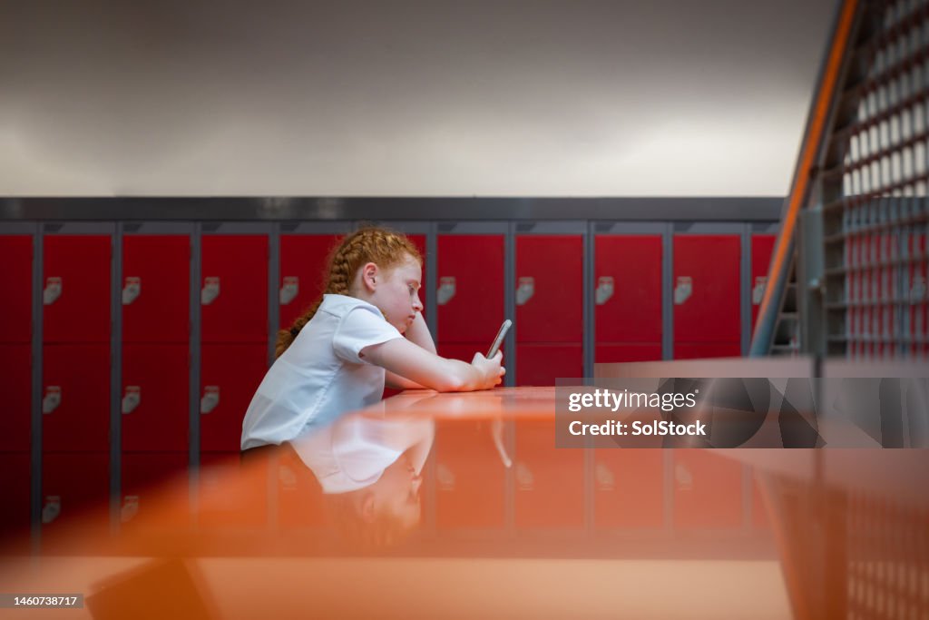 Moment Alone at School on my Phone