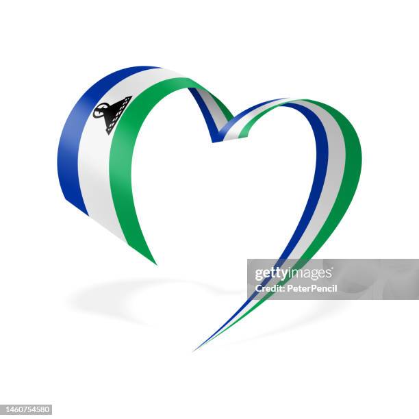 lesotho - ribbon heart flag. lesoto herzförmige flagge. stock vector illustration - lesoto stock-grafiken, -clipart, -cartoons und -symbole