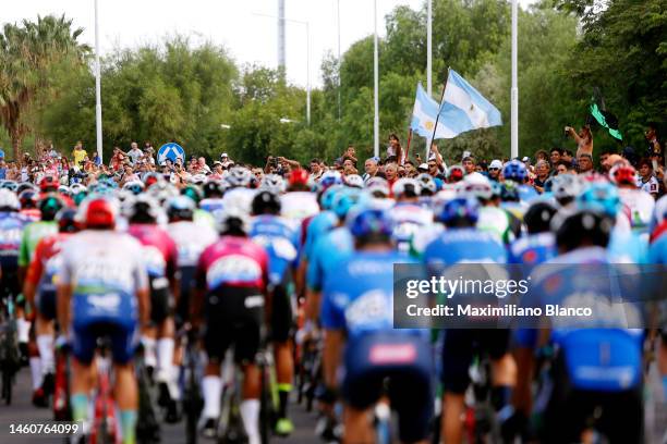 General view of the peloton competing compete while fans cheers during the 39th Vuelta a San Juan International 2023, Stage 7 a 112km stage from San...