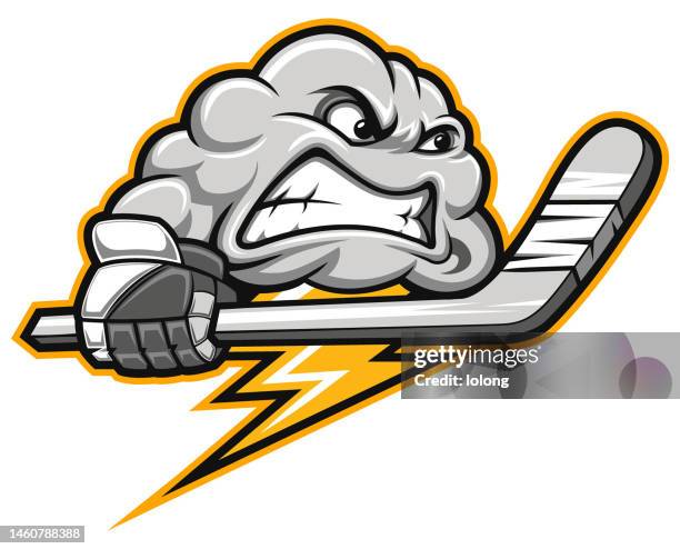 stockillustraties, clipart, cartoons en iconen met storm cloud hockey - sport logo