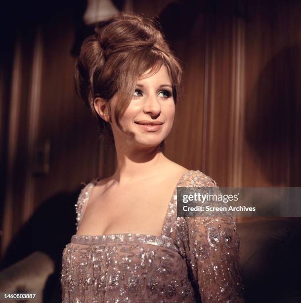 Barbra Streisand in evening gown from 'Funny Girl'.