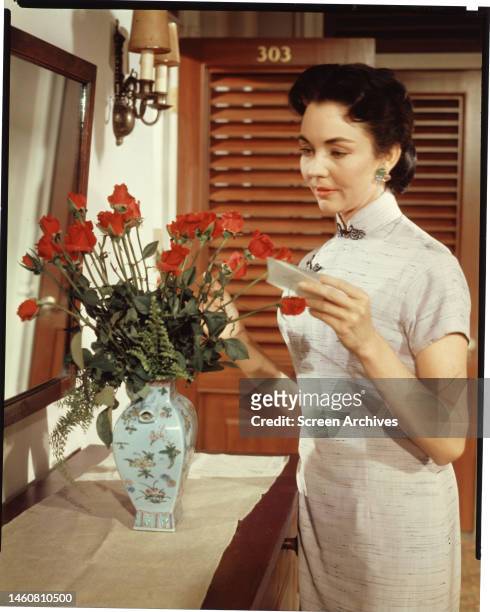 American actress Jennifer Jones in the 1955 romantic drama 'Love Is a Many-Splendored Thing'.
