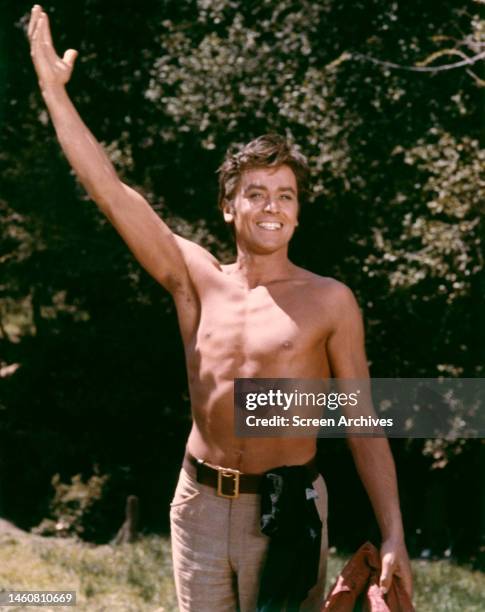 Alain Delon in 'Texas Across The River'.